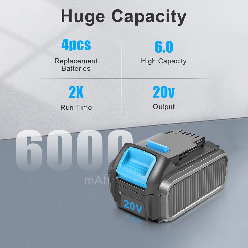 2 Packs 20V 6.0Ah Battery with LED Indicator (Grey) M44052