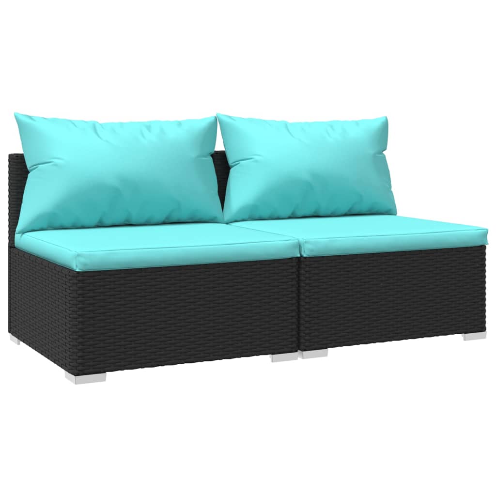 2 Piece Patio Furniture Set with Cushions Poly Rattan Black S8675
