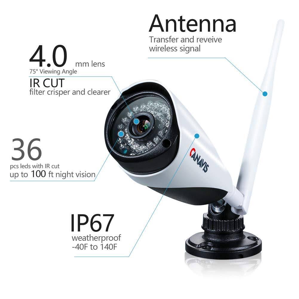8 Channel Wireless Security Camera System NVR Video Surveillance System 720p Bullet Camera Night Vision Motion Detection U930867
