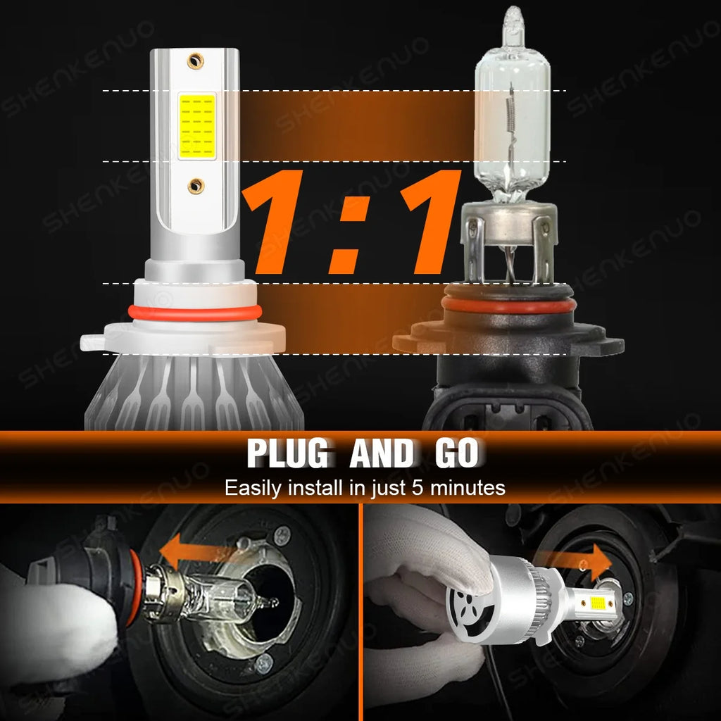 White LED Headlight Fog Light Bulbs Kit B1404
