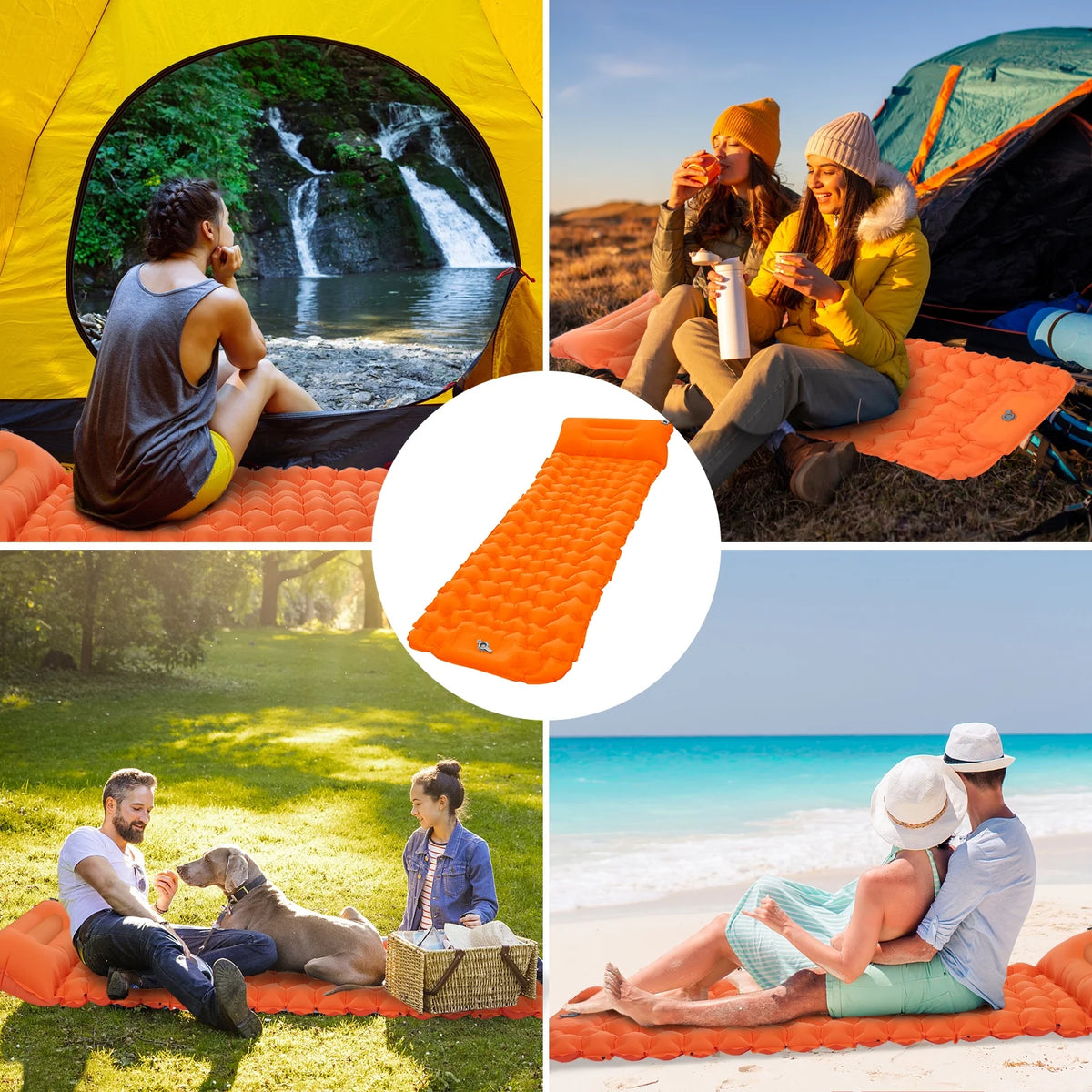 Ultralight Waterproof Camping Air Mattress Sleeping Pad with Built-in Pump W995755