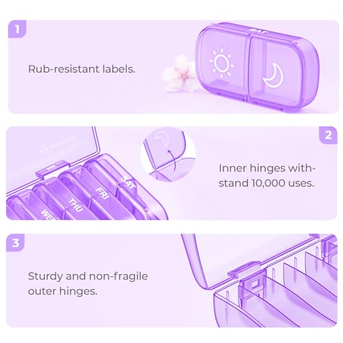 XL Weekly Pill Organizer 2 Times a Day, AM PM Pill Box 7 Day B2409