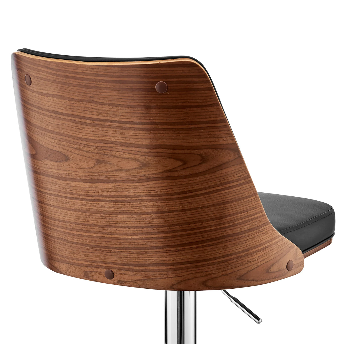 Faux Leather/Wood Swivel Bar Stool in Black/Walnut Z95923
