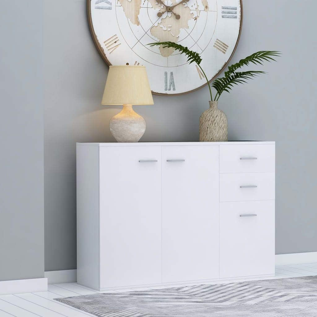 White Sideboard Buffet with 2 Doors and 3 Drawers J383573