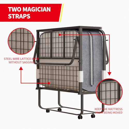Twin Size Folding Bed with 4" Memory Foam Mattress & Metal Frame T896956