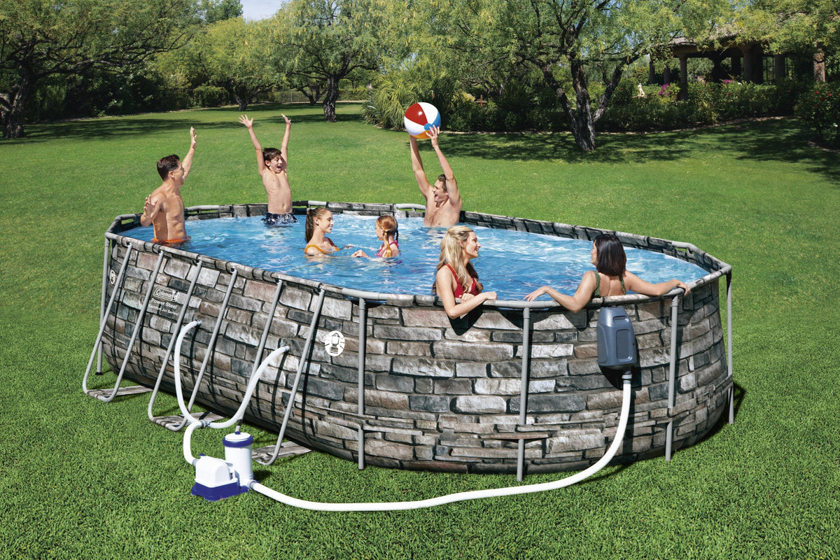 Coleman 20' Power Steel Comfort Jet Oval 48 Deep Metal Frame Above Ground Pool L937801