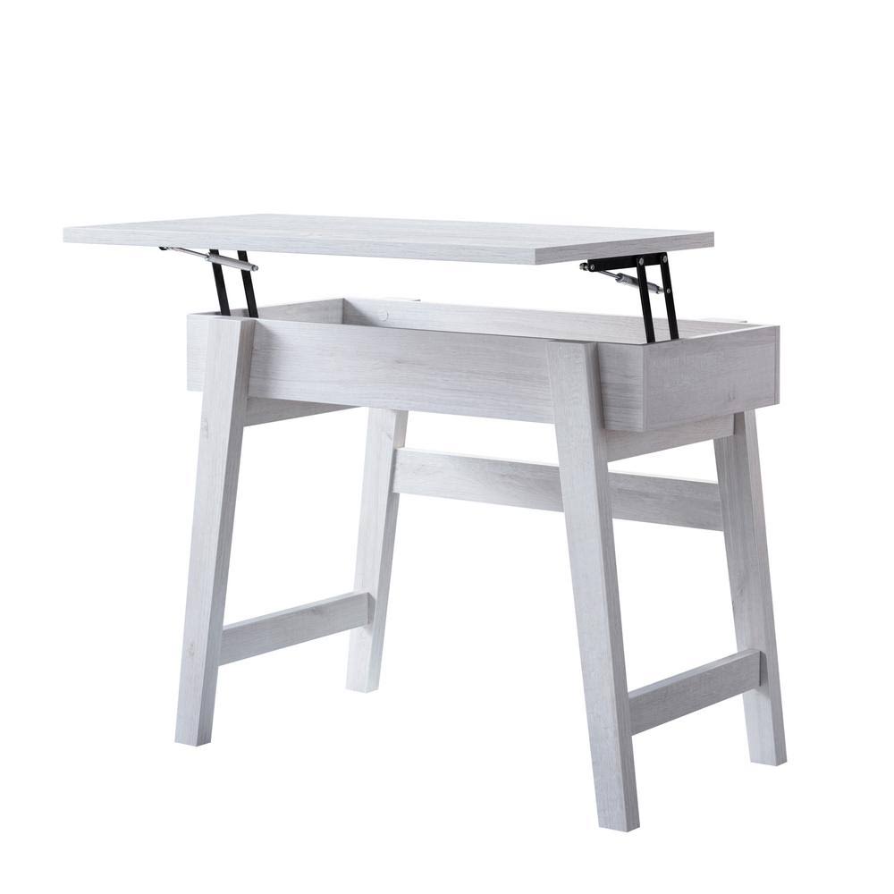 White Oak Rectangle Wood Console Table with Lift Top P4732