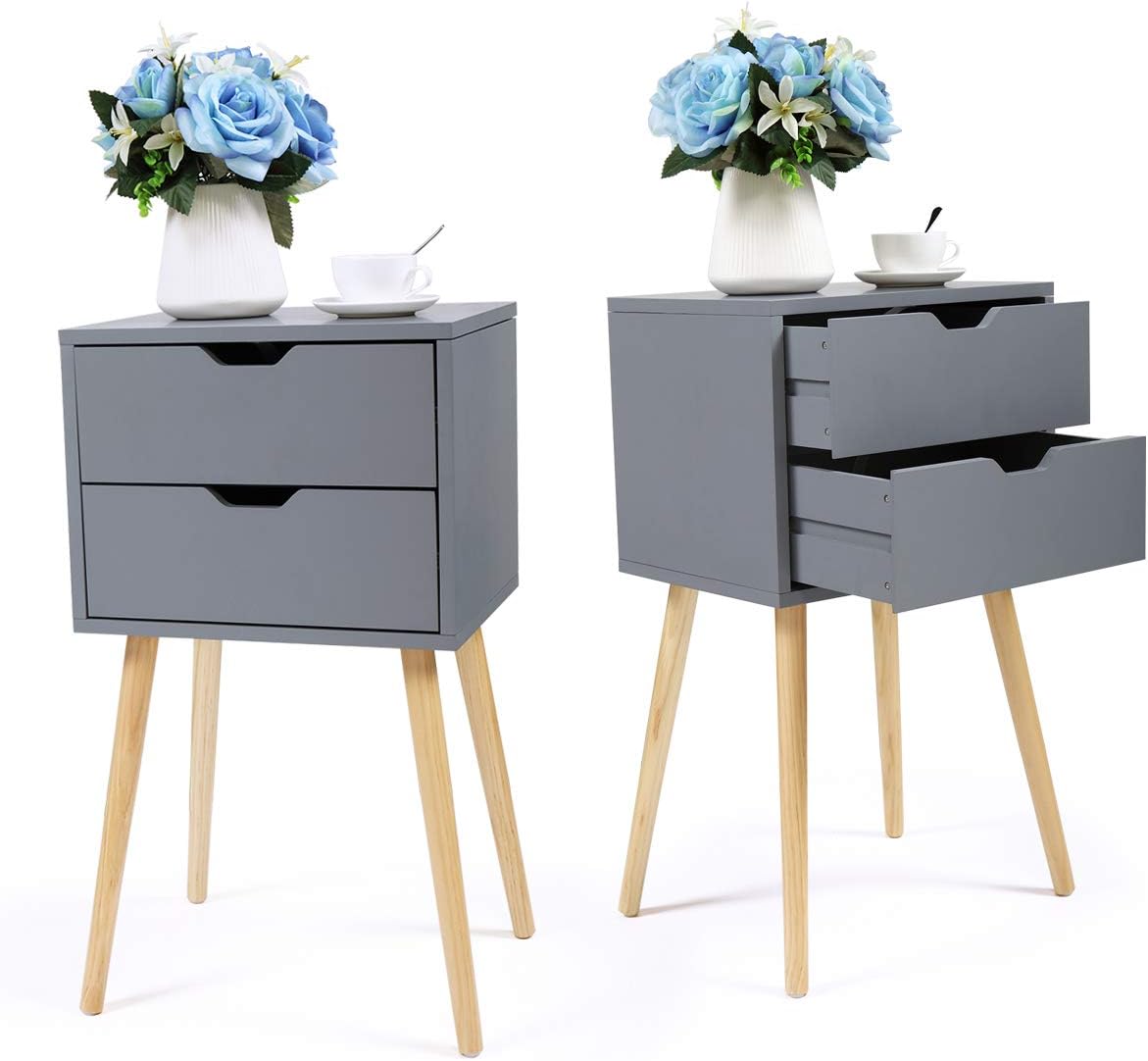 Blue 2 Drawer Wood Nightstand O55214