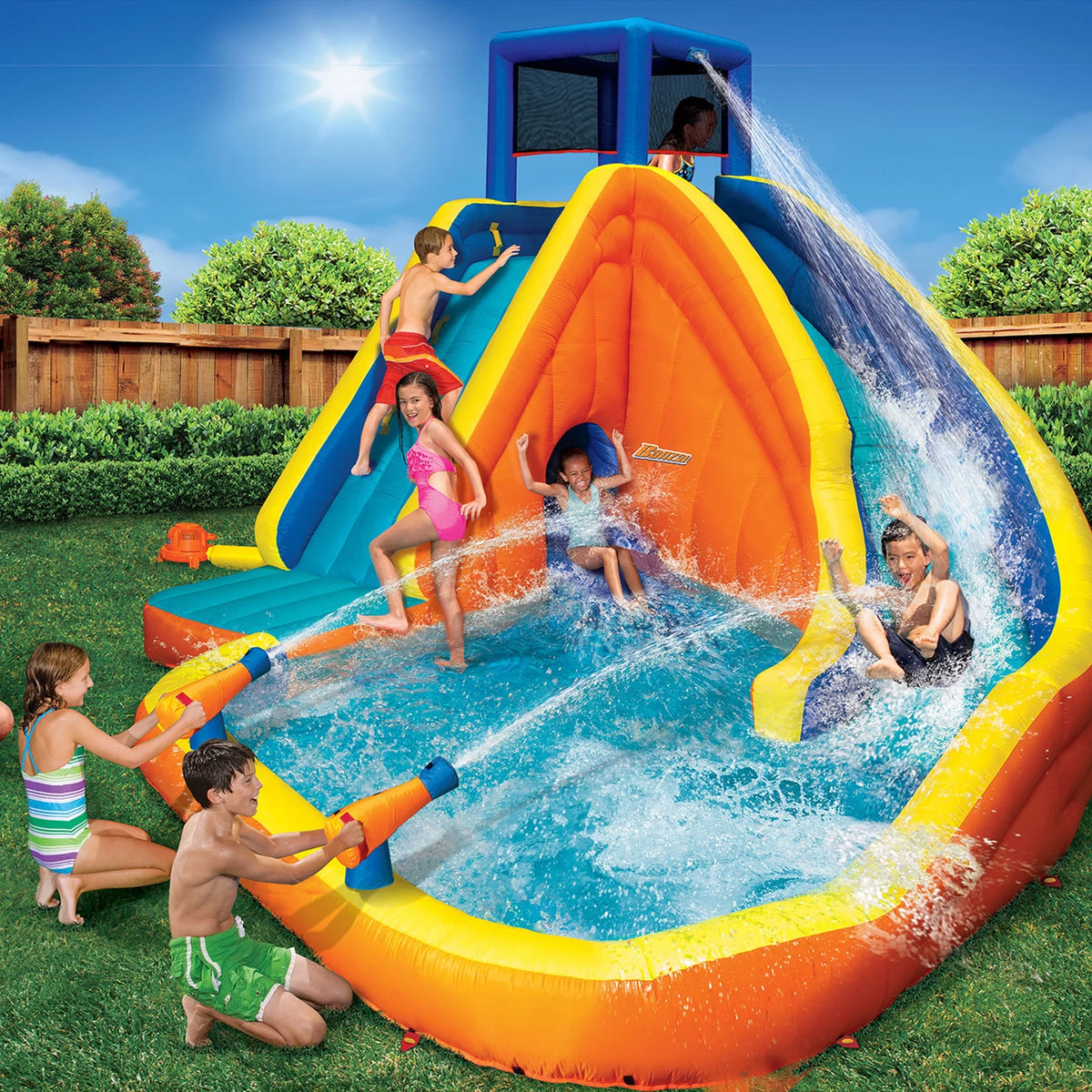 Inflatable Water Park with Slide and Water Cannons J81366