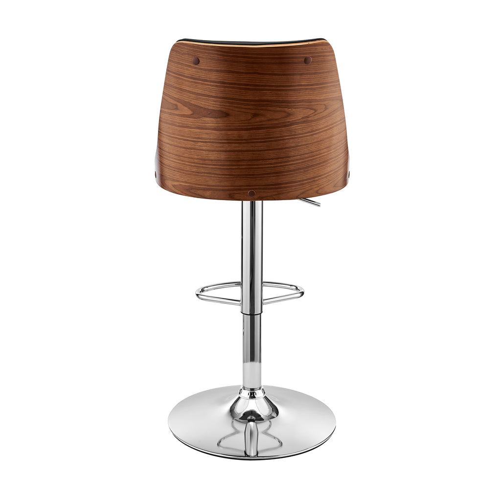 Faux Leather/Wood Swivel Bar Stool in Black/Walnut Z95923