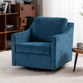 Navy Blue Linen Fabric Swivel Accent Chair E592153
