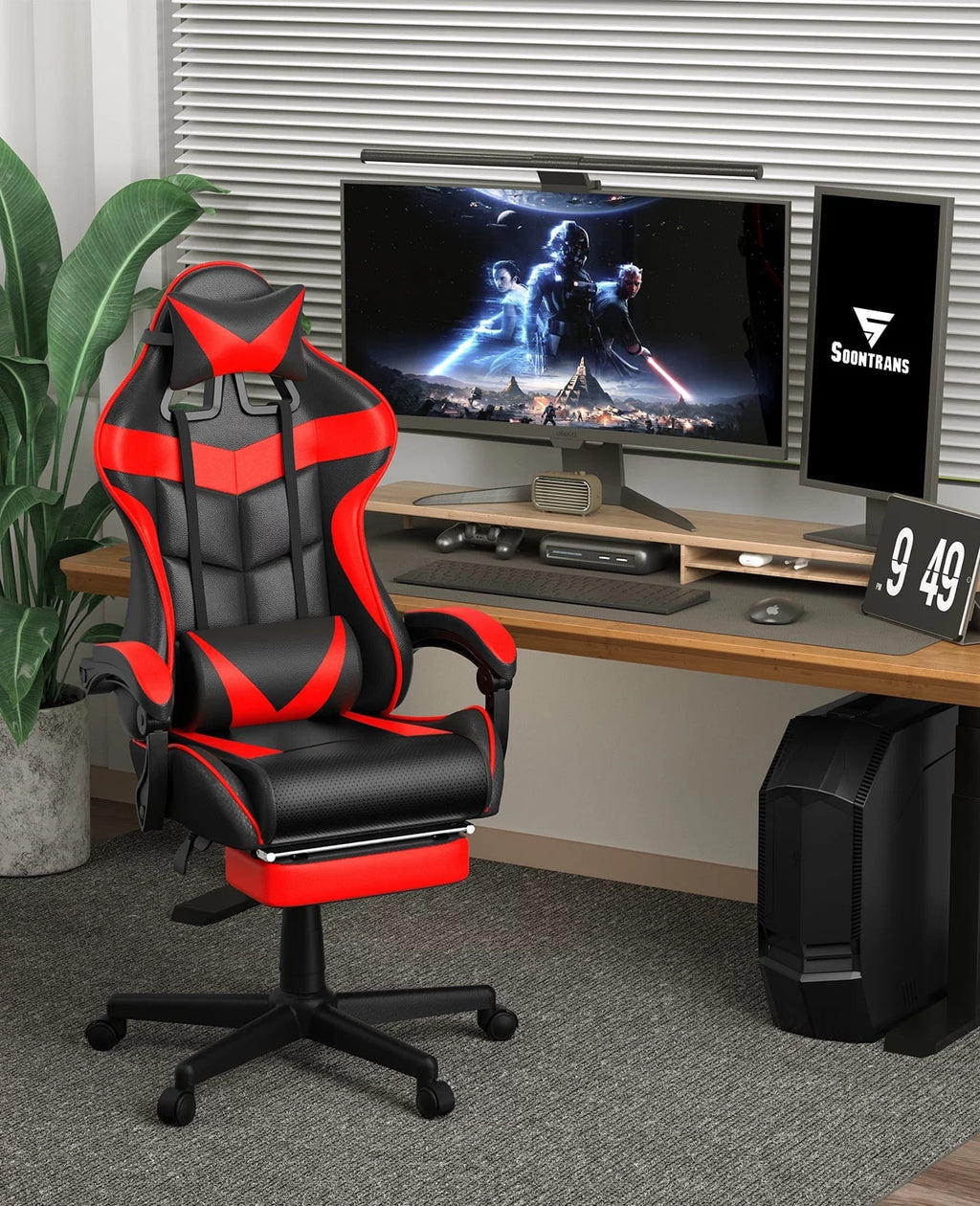 Red Ergonomic Gaming Office Chair with Footrest P672784