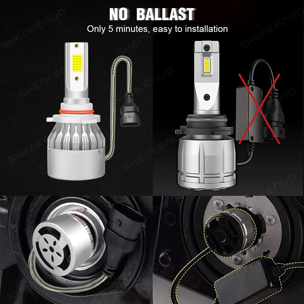 White LED Headlight Fog Light Bulbs Kit B1404