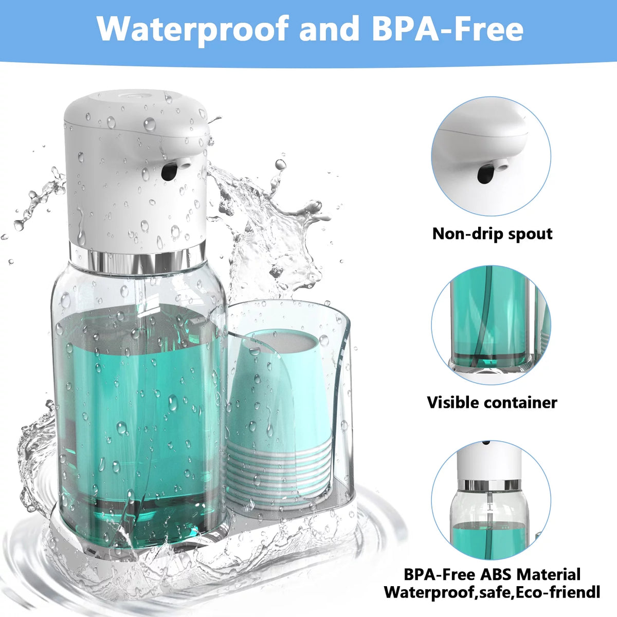 25oz Electric Mouthwash Dispenser with Cup Holder C4236