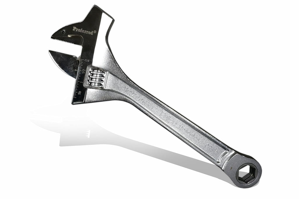 12" Chrome Finish Adjustable Wrench with Hammer, Pack of 2 G6583