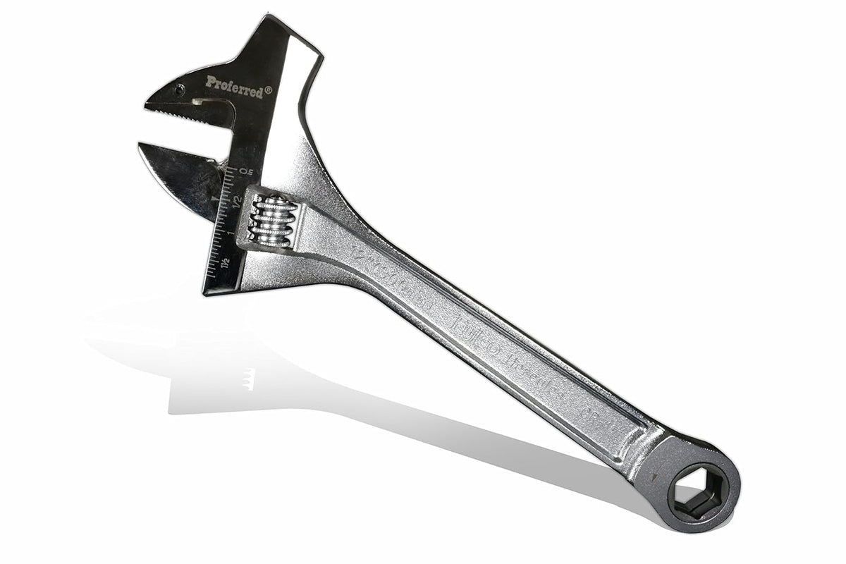 12" Chrome Finish Adjustable Wrench with Hammer, Pack of 2 G6583
