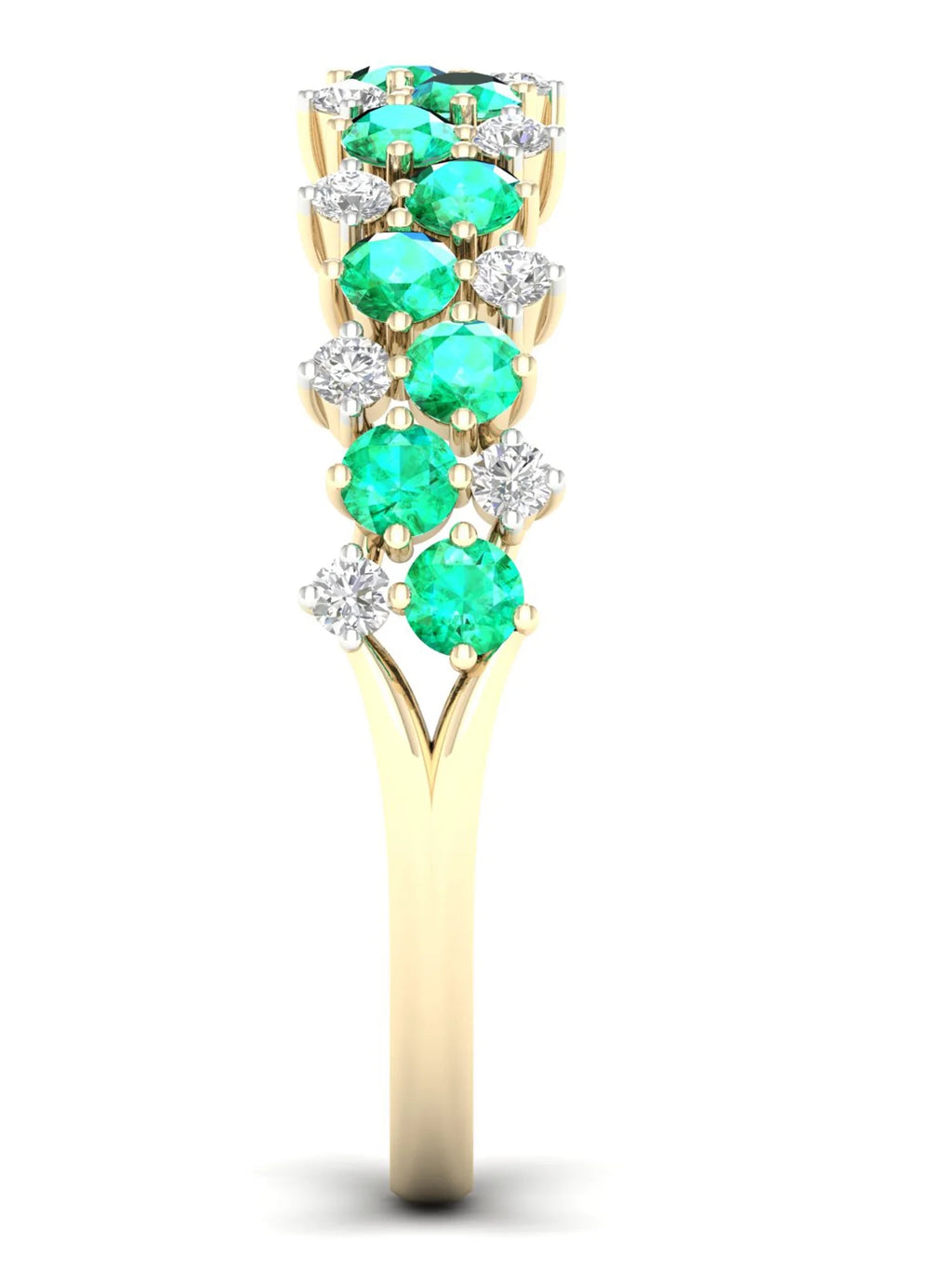 10k Yellow Gold Emerald Diamond Women's Band B61234
