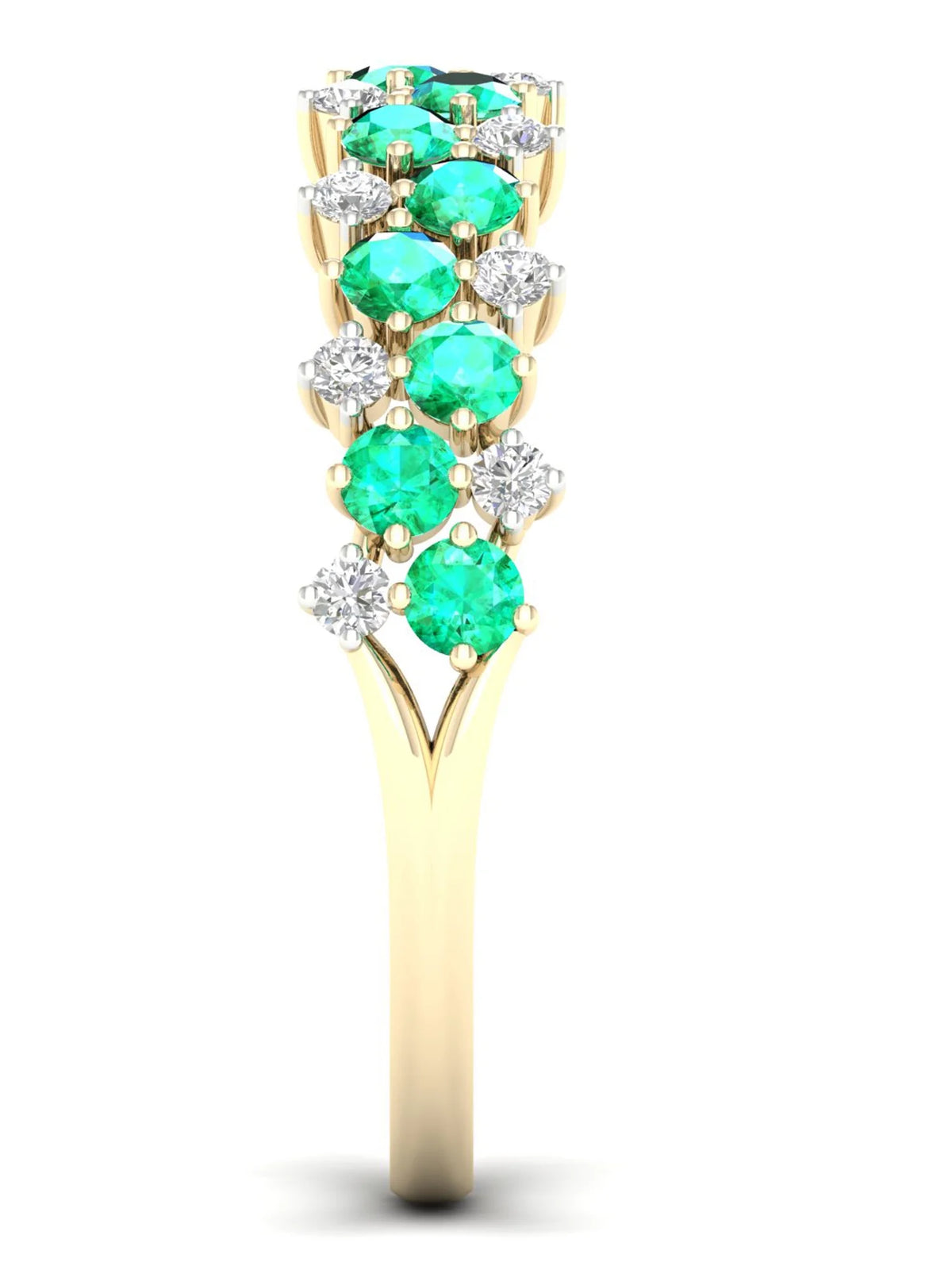 10k Yellow Gold Emerald Diamond Women's Band B61234
