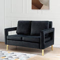 Black Velvet Square Arm Loveseat V49283