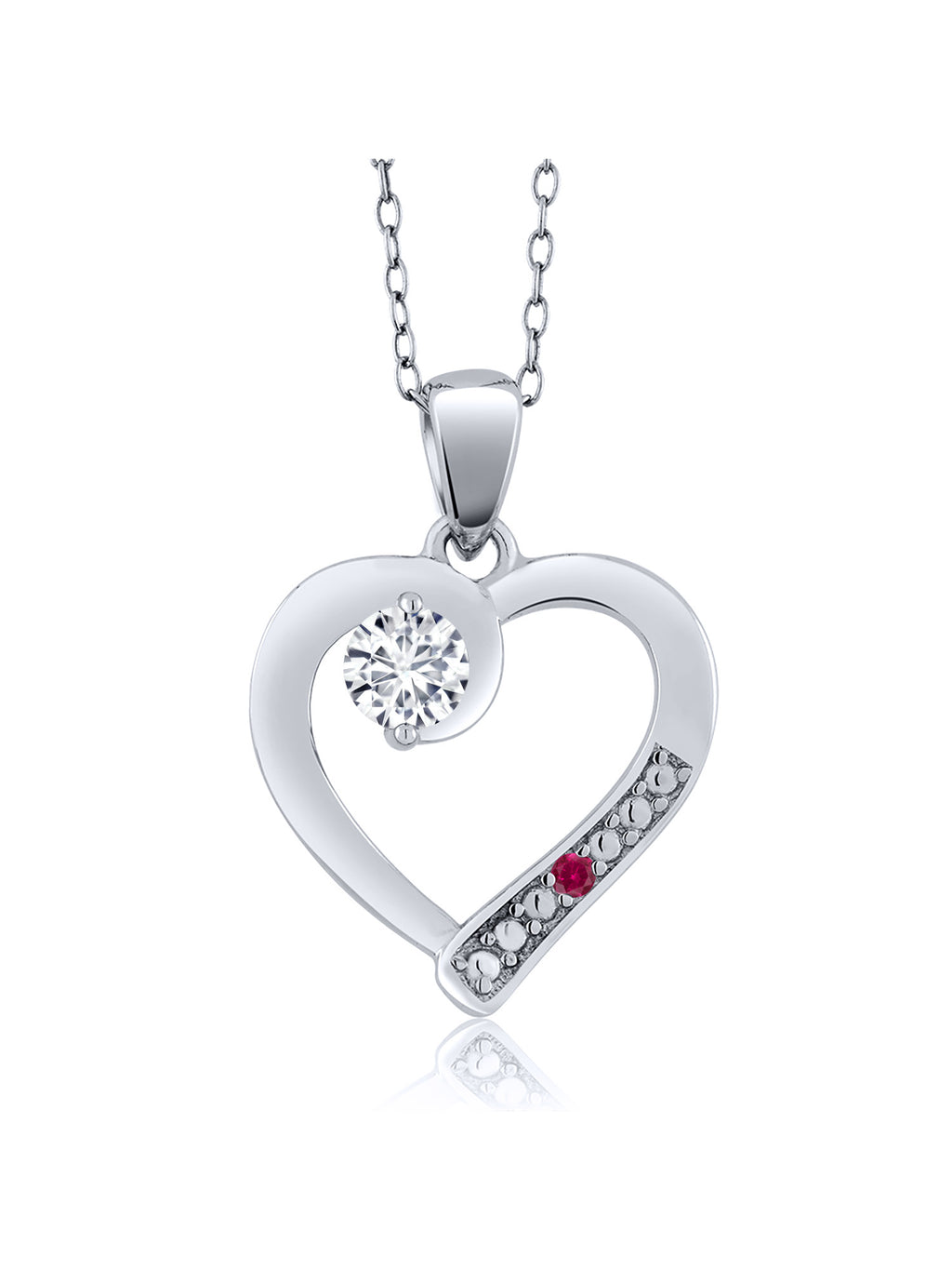0.19 Ct Lab Grown Diamond Red Created Ruby 925 Sterling Silver Pendant Y817
