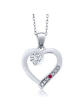 0.19 Ct Lab Grown Diamond Red Created Ruby 925 Sterling Silver Pendant Y817
