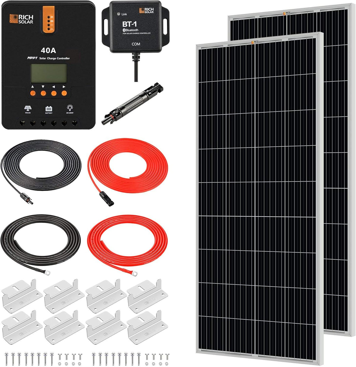 400 Watt 12 Volt 2 Pcs 200W Solar Panel Charge Controller Mounting Brackets Kit V6697