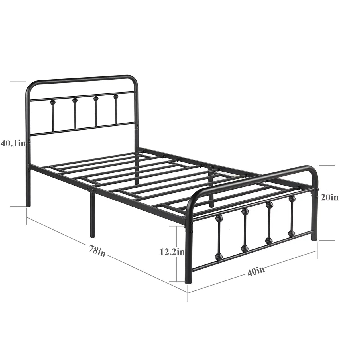 3-Piece Bedroom Set with Metal Bed Frame and 2 Nightstand J177914