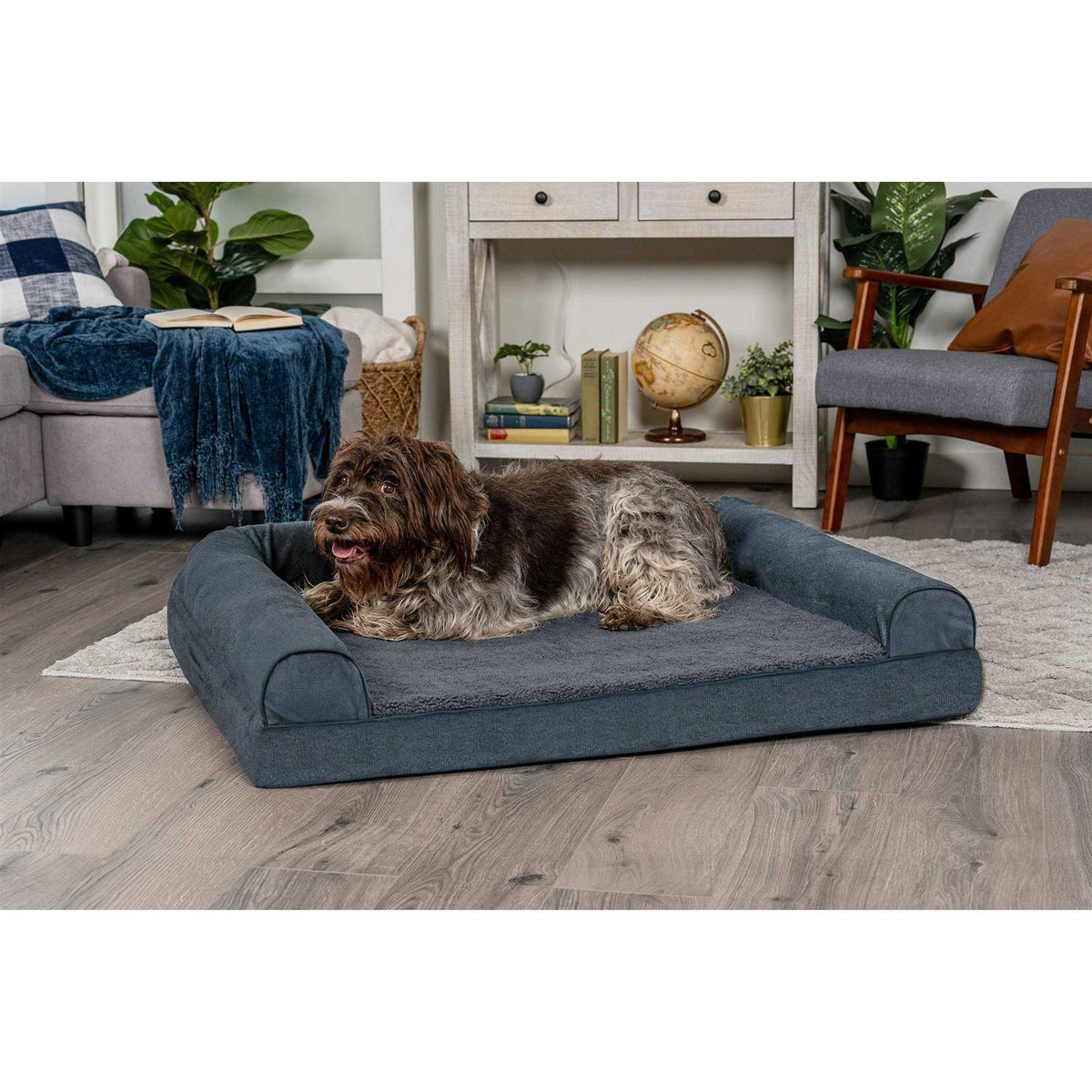 Faux Fleece Chenille Sofa Pet Bed W402944