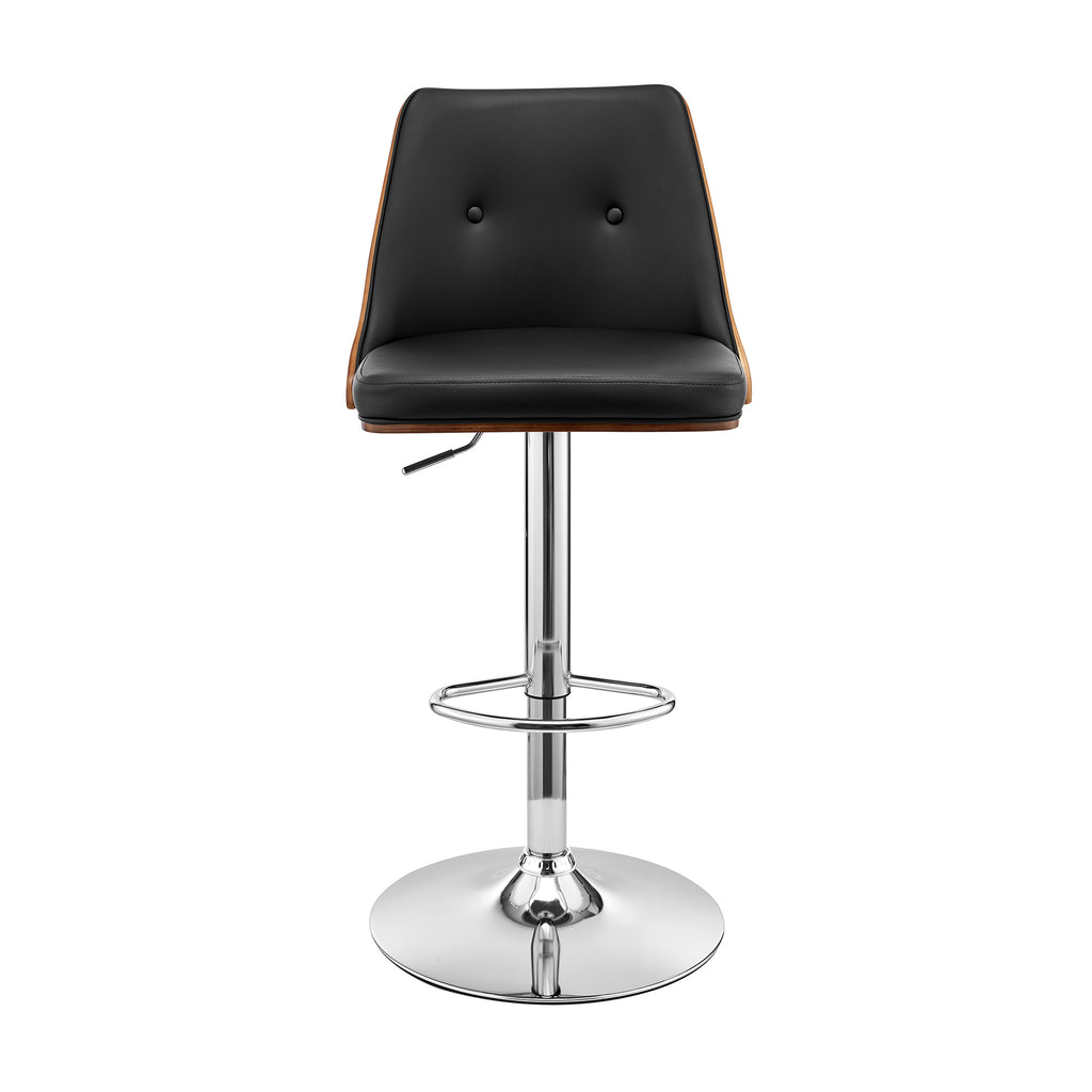 Faux Leather/Wood Swivel Bar Stool in Black/Walnut Z95923