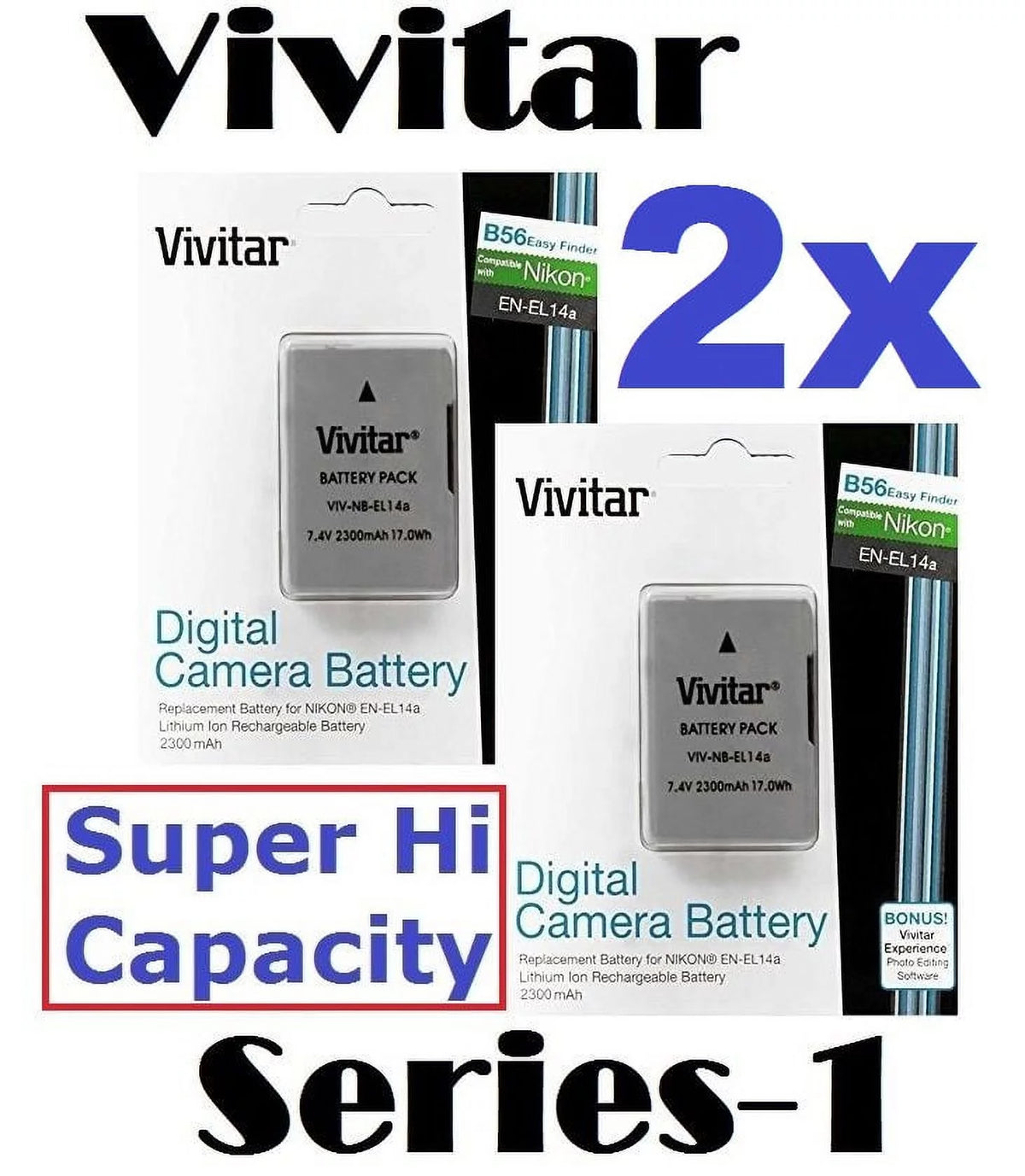 2-Pcs EN-EL14a Battery F98647
