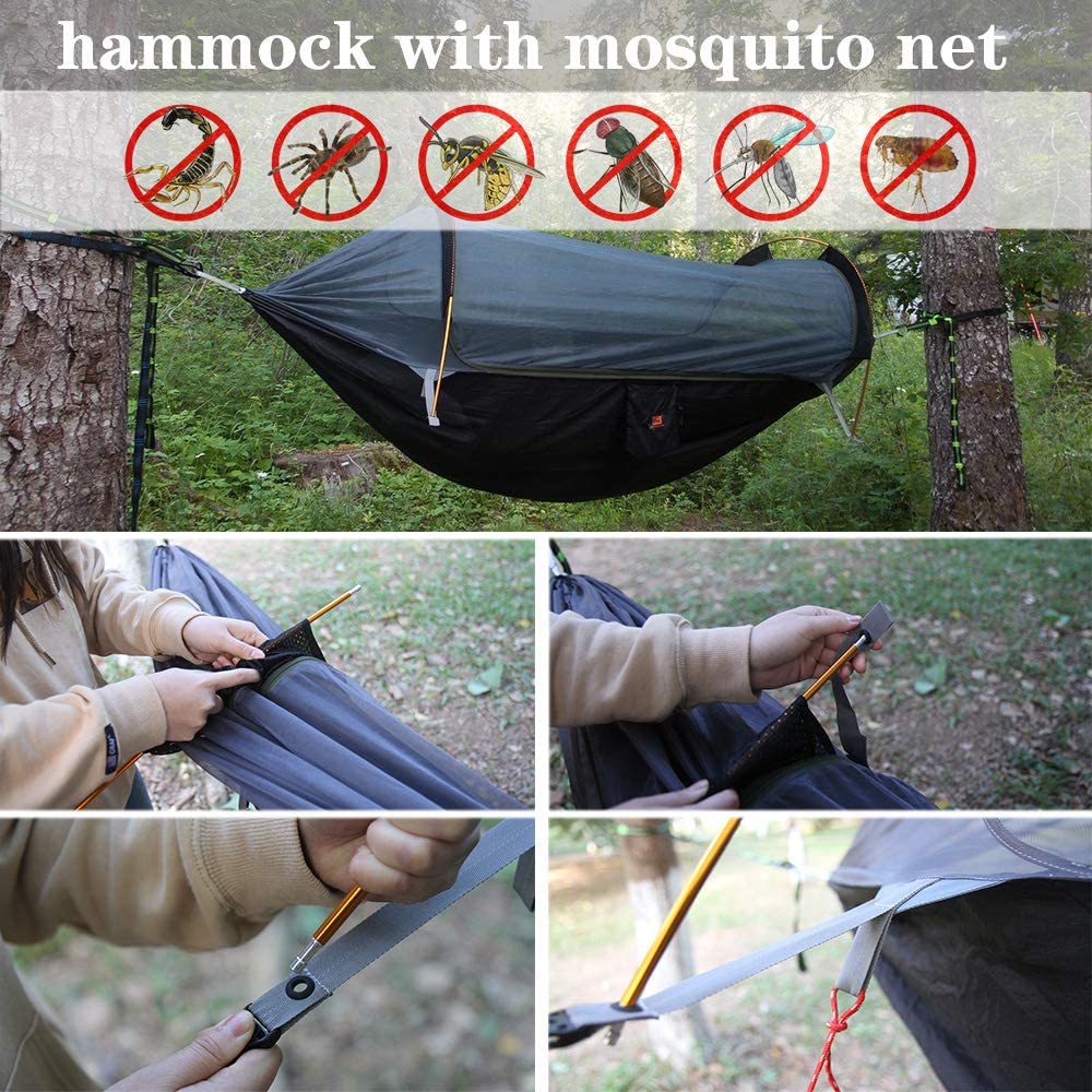 Orange Lightweight Camping Hammock Tent with Mosquito Net and Rainfly U7617
