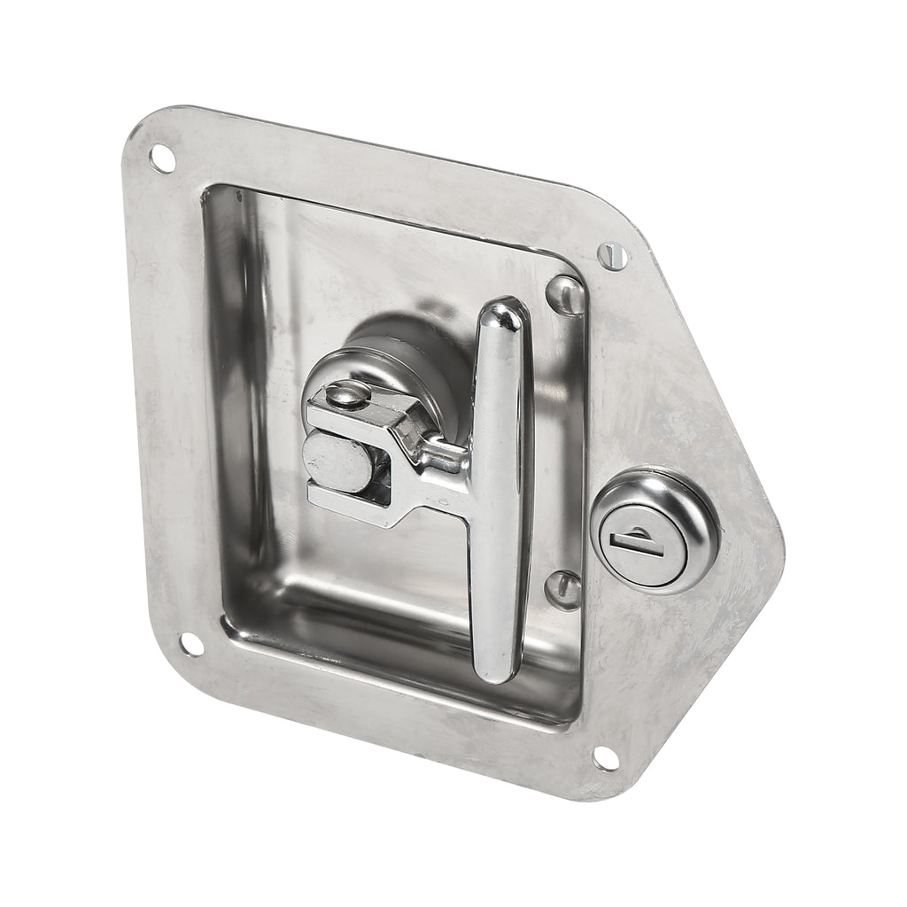 Stainless Steel Folding T Shaped Handle Tool Box Lock with Gasket and Keys K84033