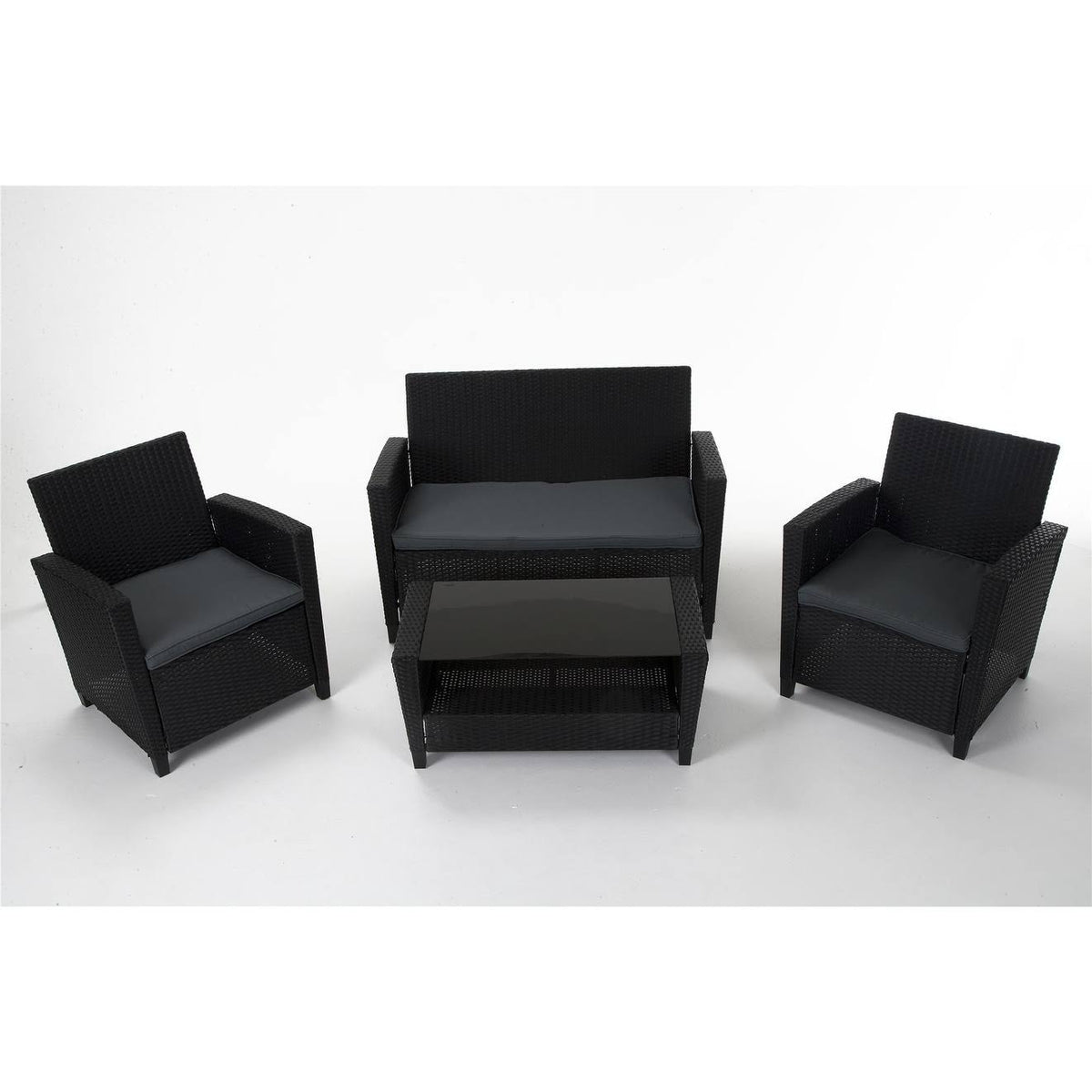 Gray Black 4-Piece Outdoor Conversation Set X236987