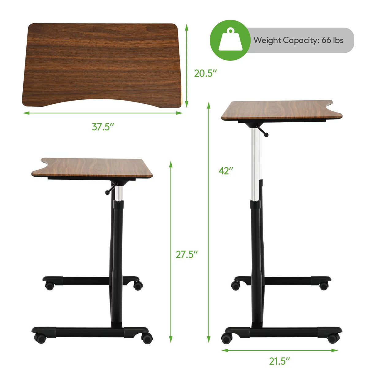 Height Adjustable Standing Desk with Lockable Casters W7993
