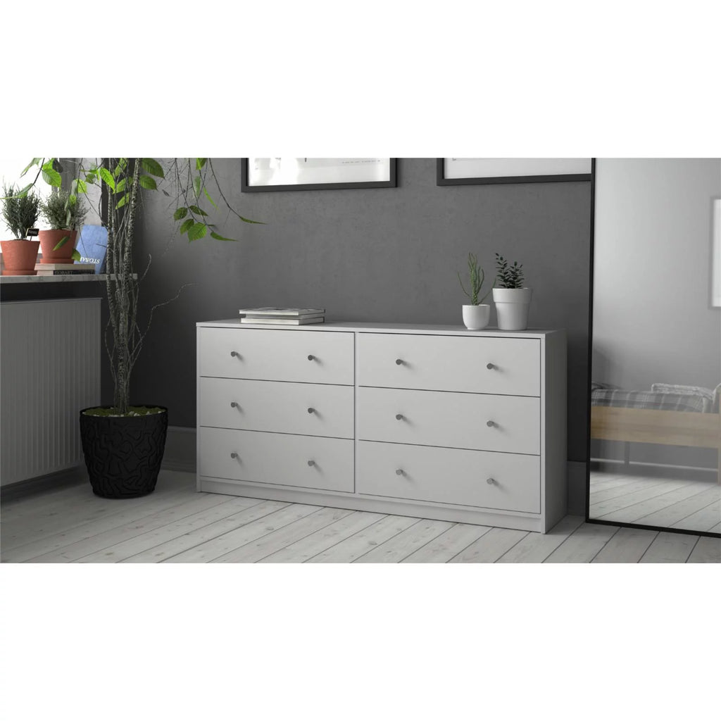 White 6 Drawer Double Dresser M44921