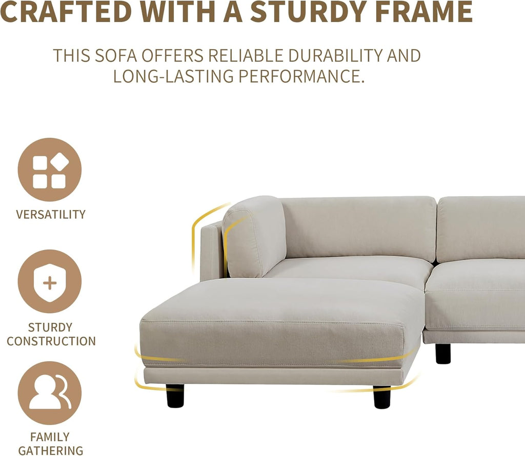 L Shaped Modular Sectional Sofa with Extra Wide Chaise and Polyester Blend Upholstery X5666