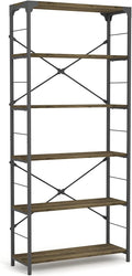 6-Tier Industrial Black Bookcase F825