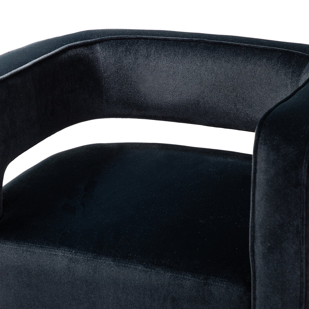 Black Velvet Swivel Barrel Chair Set of 2 U43975