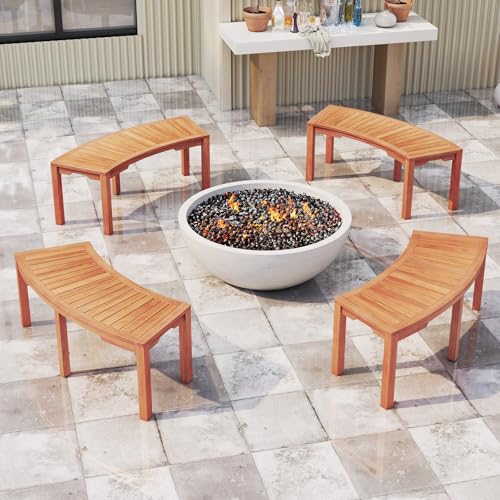 Acacia Wood Firepit Bench with Metal Frame P996