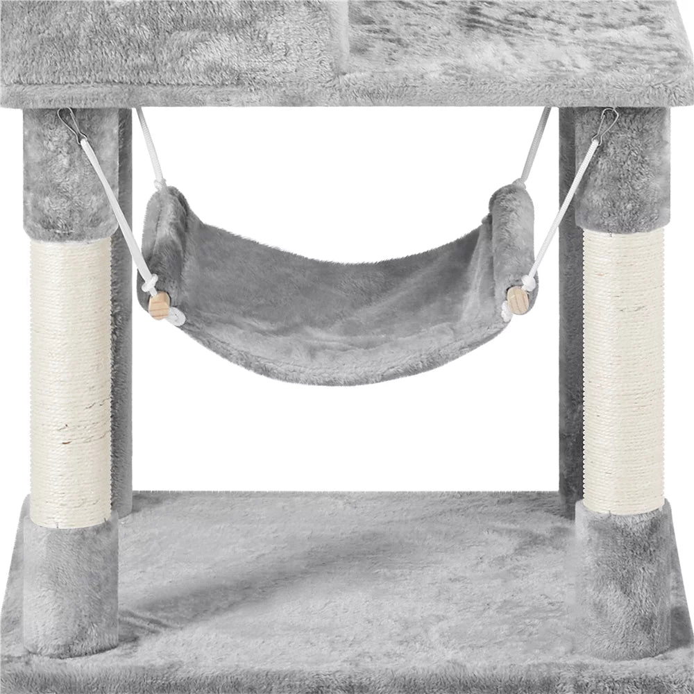 Light Gray Multilevel Cat Tree with 2 Condos O248