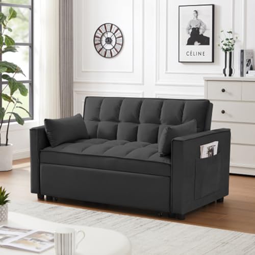 Pink Fabric Convertible Sleeper Sofa Bed with Toss Pillows F946