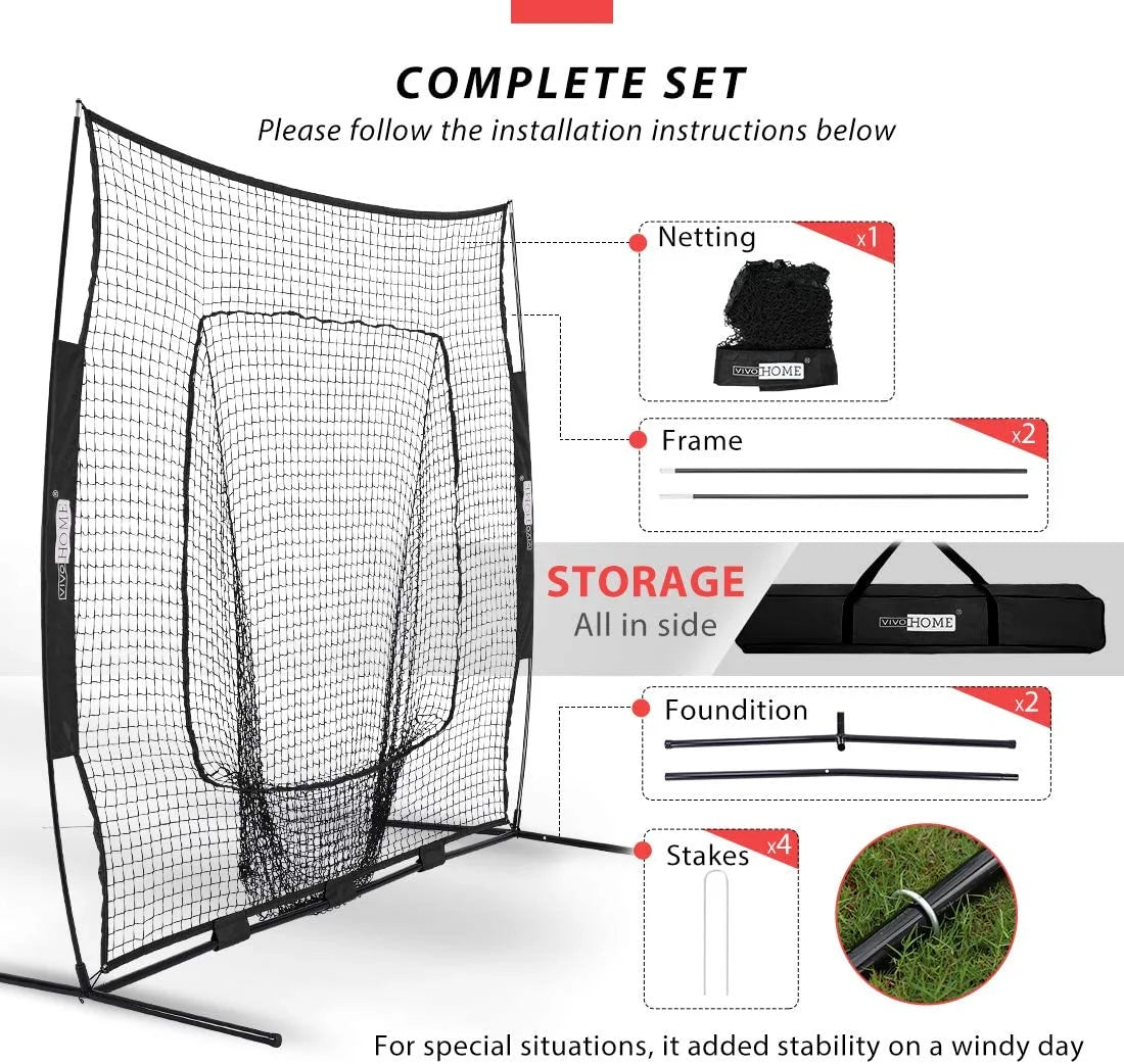 7x7Ft Baseball Softball Practice Net with Carry Bag S521102