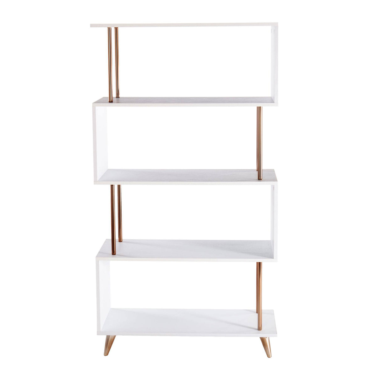 White and Champagne 4 Shelf Bookcase Y168