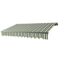 Black Frame Patio Awning 10 x 8 Feet Multi-Striped Green M243083