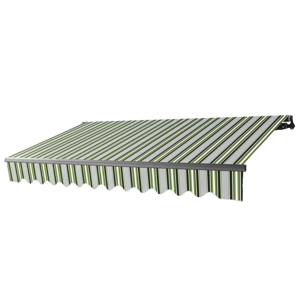 Black Frame Patio Awning 10 x 8 Feet Multi-Striped Green M243083