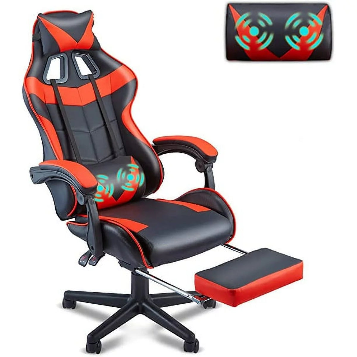 Red Ergonomic Gaming Office Chair with Footrest P672784