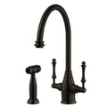 Oil Rubbed Bronze Two Handle Kitchen Faucet with Sidespray F141457