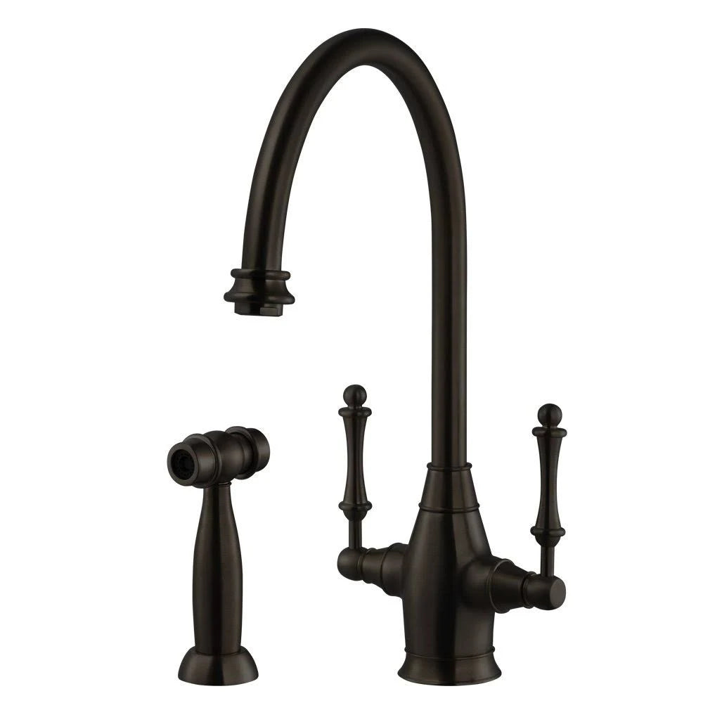 Oil Rubbed Bronze Two Handle Kitchen Faucet with Sidespray F141457