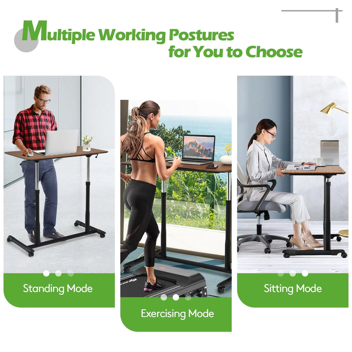 Height Adjustable Standing Desk with Lockable Casters W7993