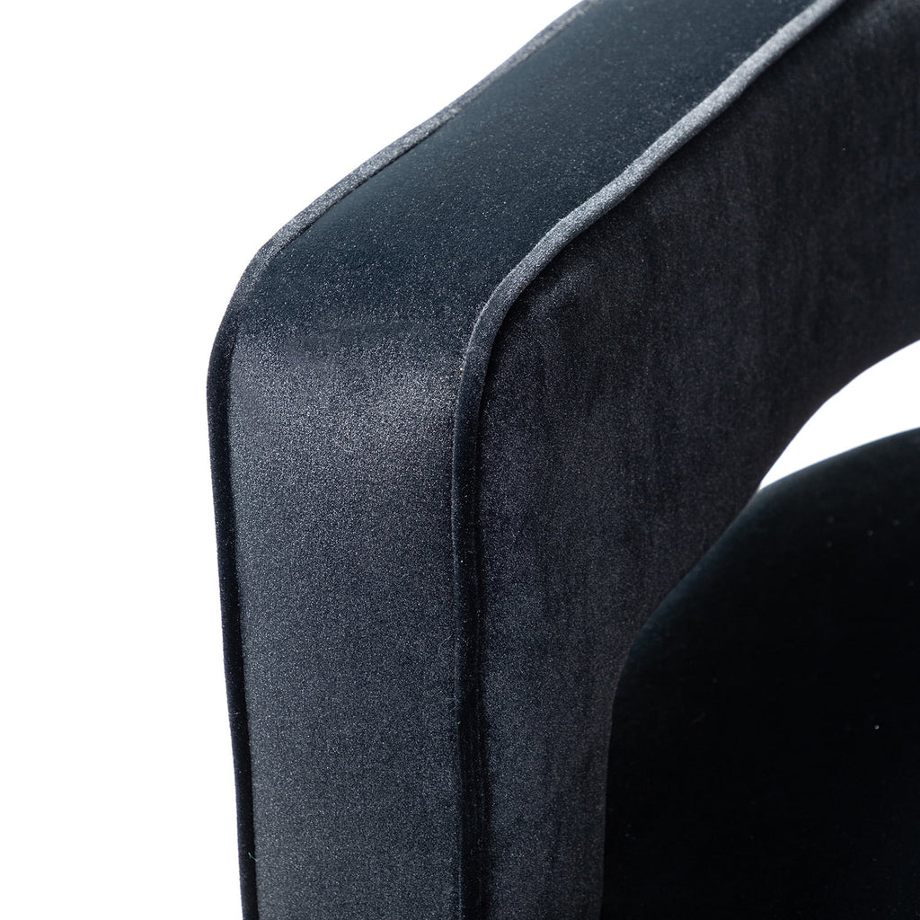 Black Velvet Swivel Barrel Chair Set of 2 U43975